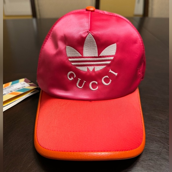New Authentic Gucci Adidas Logo Pink Baseball Hat - Picture 16 of 16